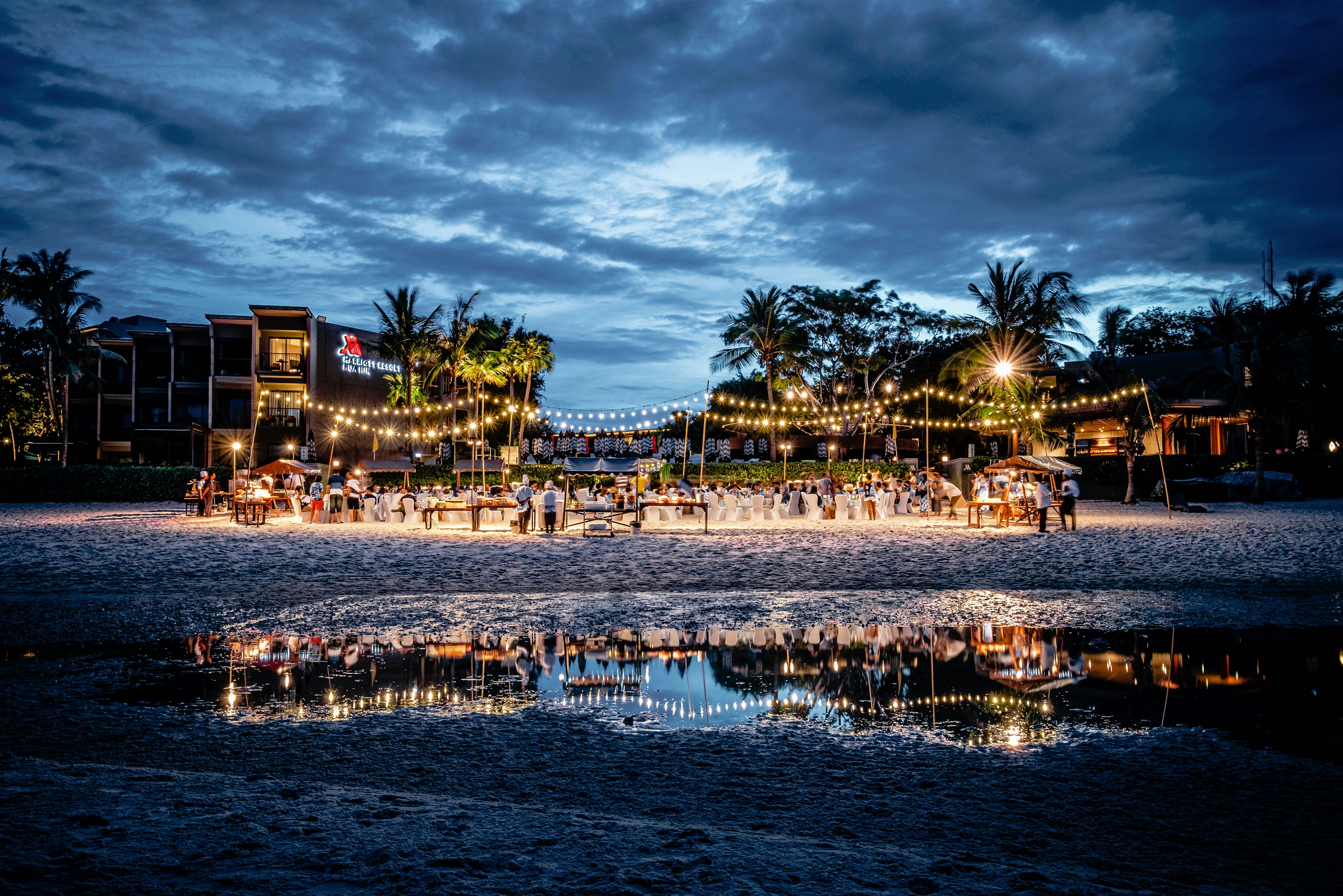 Evening beach event under the stars