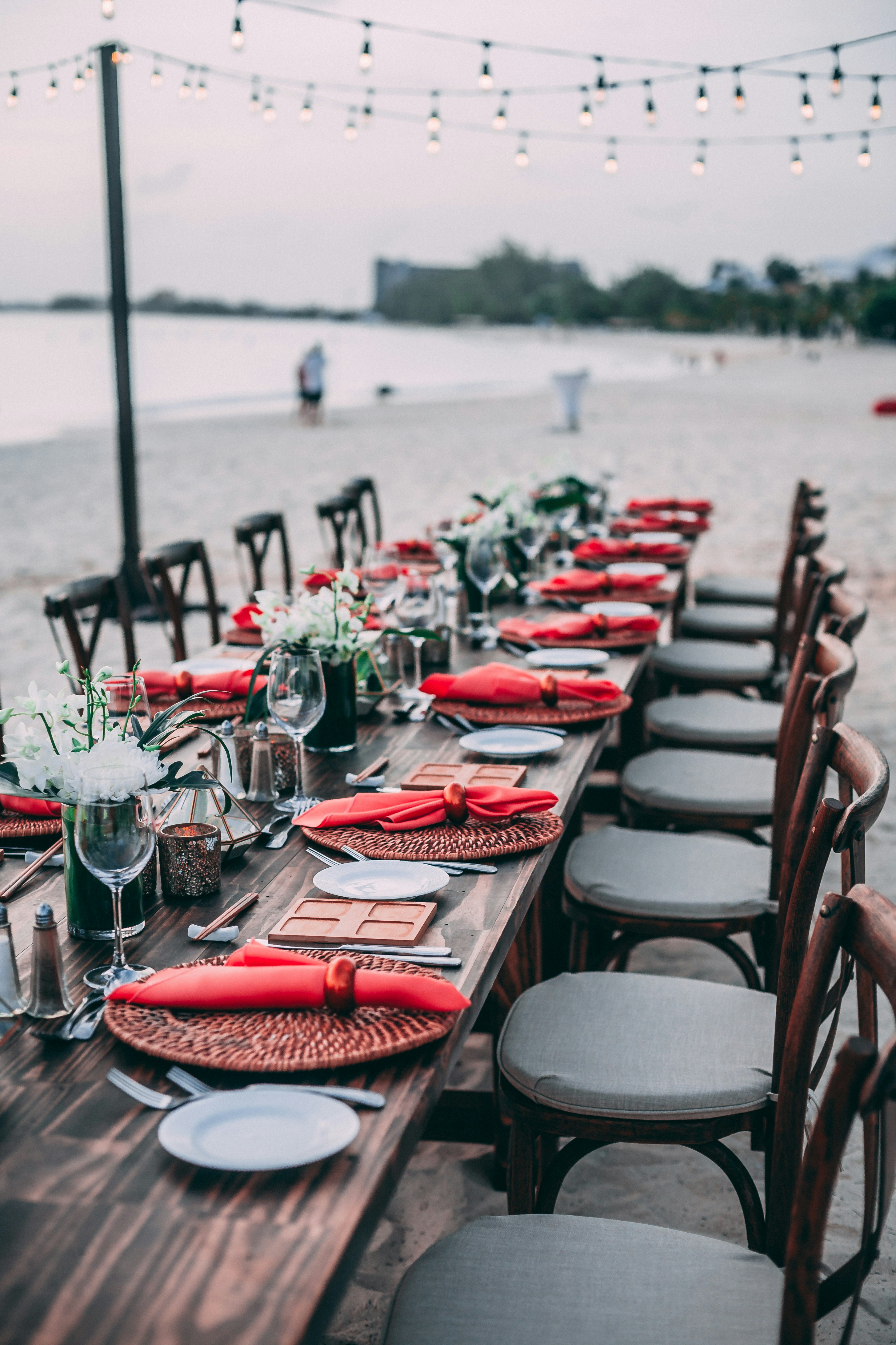 Private beach dinner setup